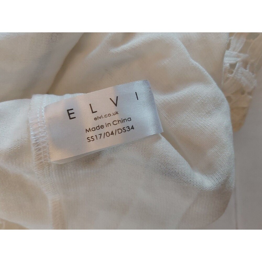 Nwt Elvi Us Sz 14 Uk Sz 18 Shift Dress Crochet Lace Lined White Black Trim New - Picture 10 of 11